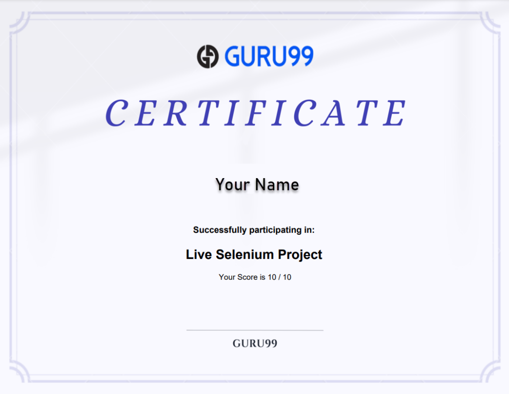 Guru99 Certificate Sample